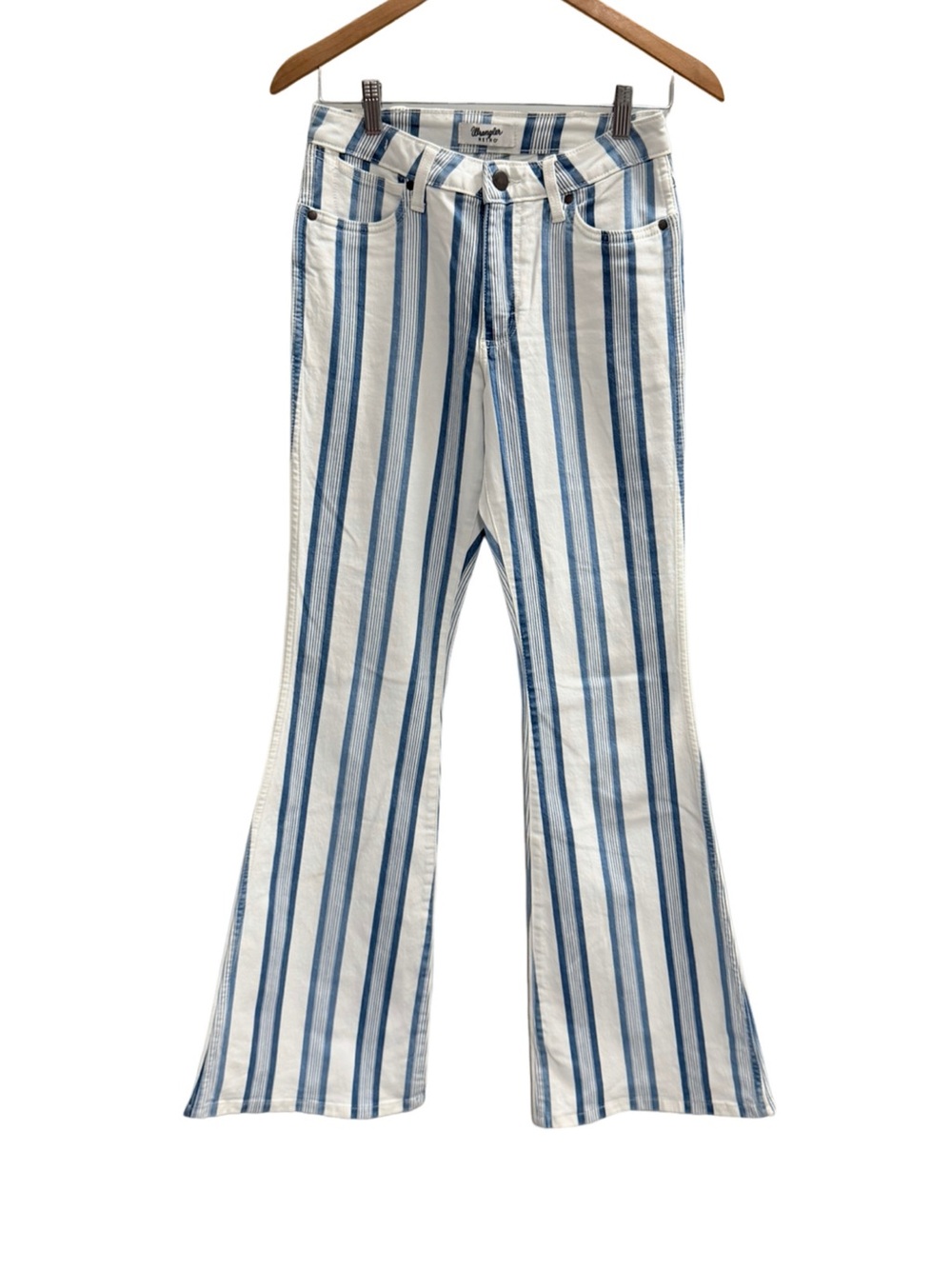 WRANGLER Blue Stripe Gabby Retro Bailey Flare Jean Size 26x34 - Picture 4 of 14
